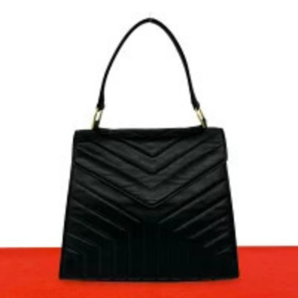 Saint Laurent Stitch Leather Tote Bag Black